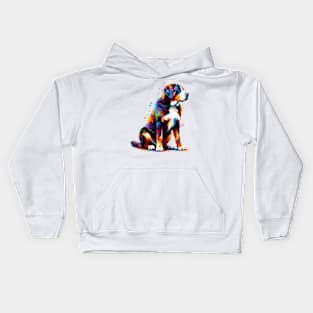 Abstract Colorful Greater Swiss Mountain Dog Splash Art Kids Hoodie